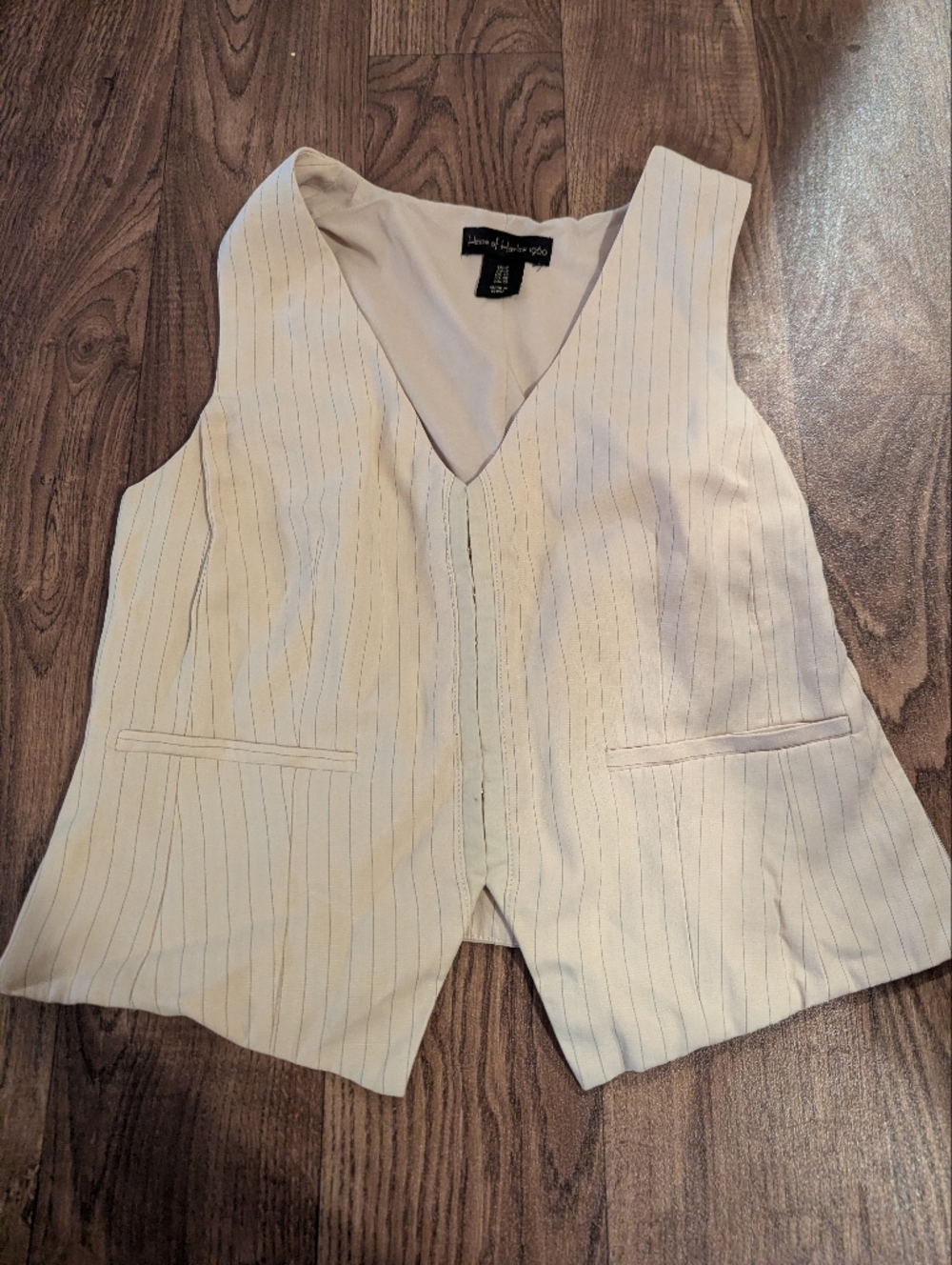 House Of Harlow 1960 Tan Pinstripe Vest  Womens Size 8 Hook Closure Sleeveless